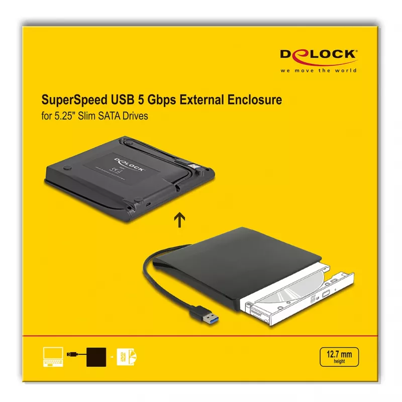 HDD enclosure DeLOCK 42636 Must 5.25 inch Micro SATA 5 Gbit/s
