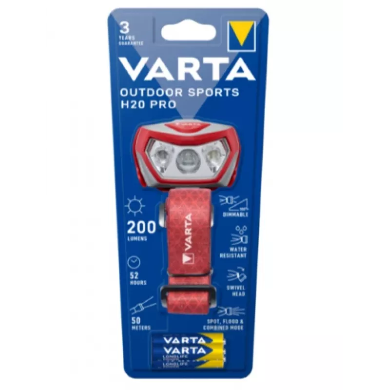 Peavoolupatarei Varta Outdoor Sports H20 Pro hall punane