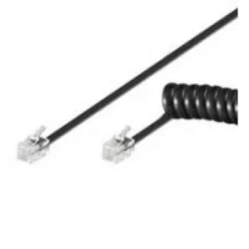 Wentronic Goobay telefonitoru spiraalkaabel CCA (vaskkattega alumiinium), must, 7 m – RJ10-pistik (4P4C) RJ10-pistikule (4P4C) (68003)