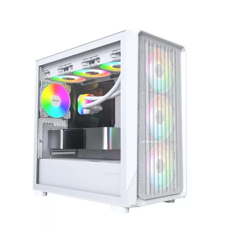 PC-korpus Montech X5M (W) Micro Tower, valge — Micro-ATX/Mini-ITX, toetab ATX-toiteplokki, 3x120 mm ees, 1x120 mm taga, 2x3,5 tolli sahtlit, 4x2,5 tolli sahtlit