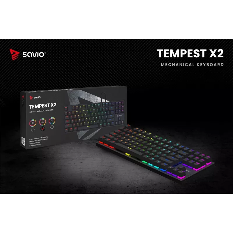 Savio mehaaniline klaviatuur RGB Tempest X2 Outemu Brown
