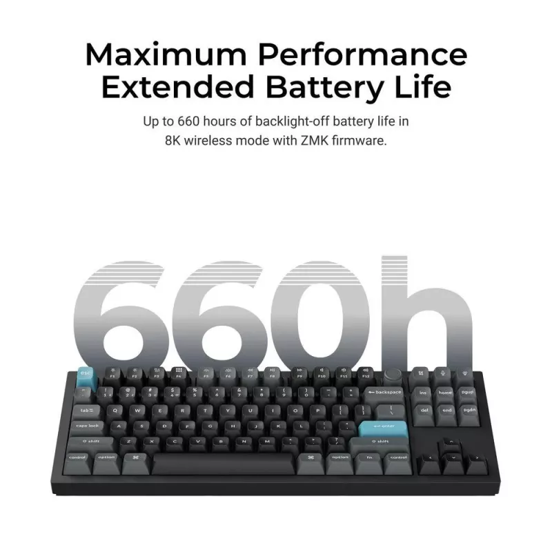 Mehaaniline 80% QWERTY klaviatuur Keychron Q3 Ultra 8K — Bluetooth ja juhtmega, RGB-taustvalgustus, must