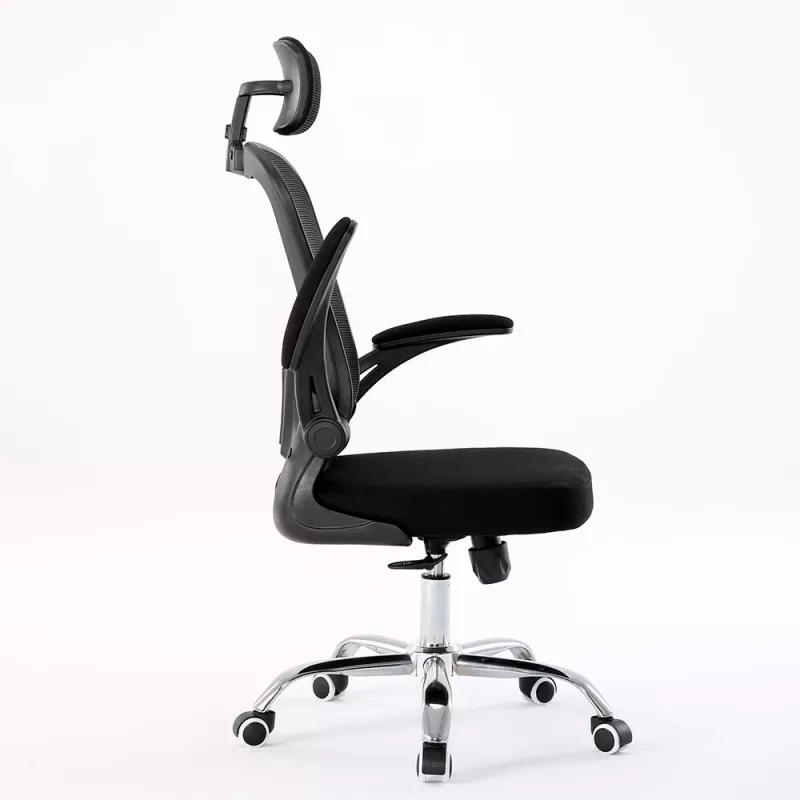 Kontoritool top e shop DORY CZERŃ — polsterdatud iste, võrgust seljatugi, 650×620 mm, kõrgus kuni 122 cm