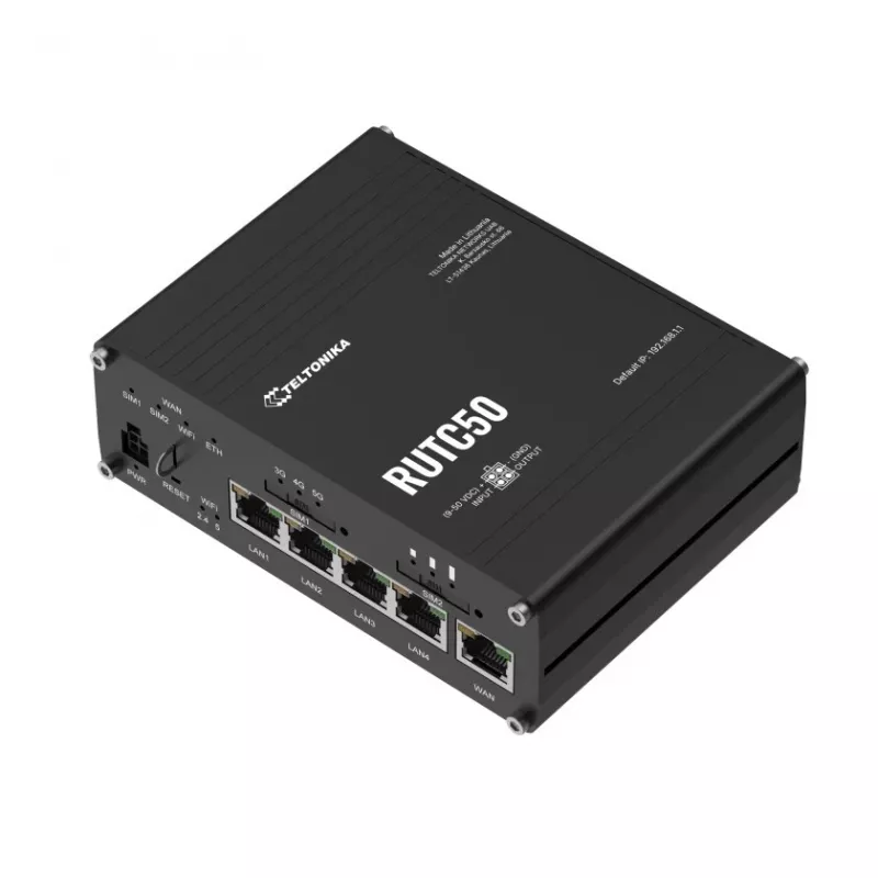 Teltonika RUTC50 traadita ruuter Gigabit Ethernet kaheribaline (2,4 GHz / 5 GHz) 5G must