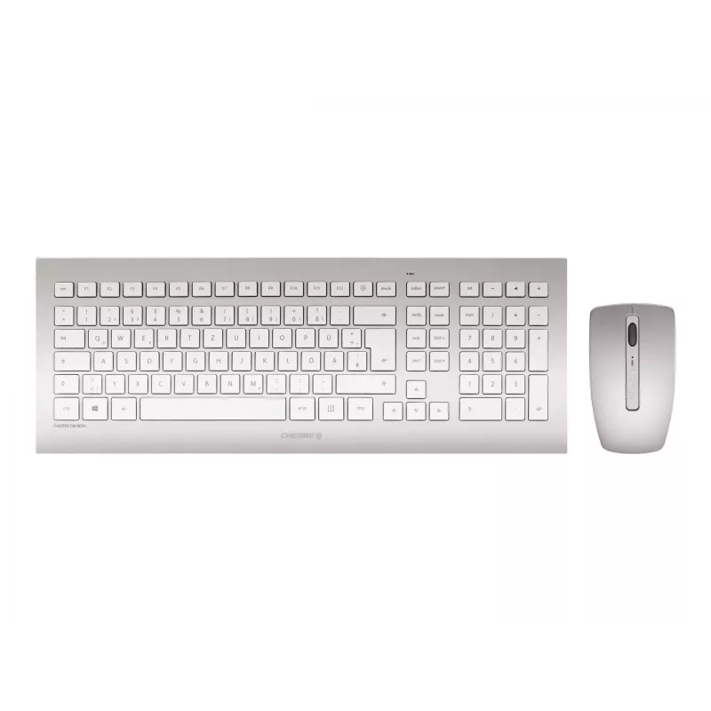 CHERRY DW 8000 klaviatuur Hiir kaasas Kontor RF juhtmevaba QWERTZ Saksa Hõbedane, Valge
