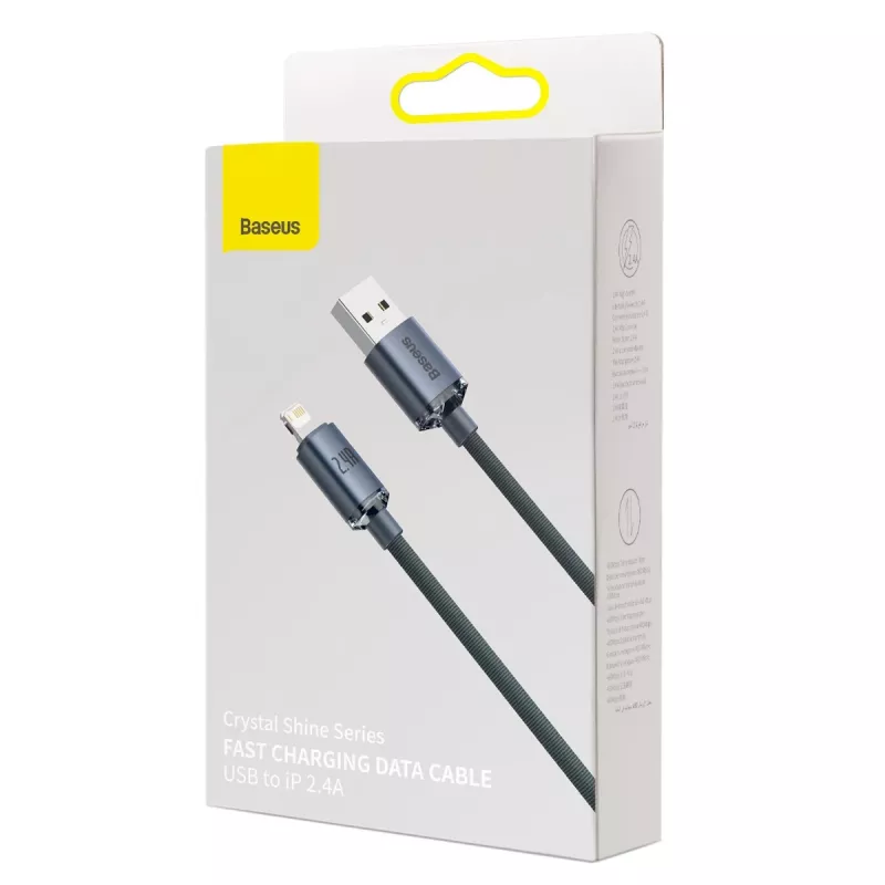 Baseus Crystal Shine kaabel USB – Lightning, 2,4 A, 1,2 m (must)