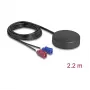 Väline ümbritsev katuseantenn DELOCK 4G GNSS FAKRA C + FAKRA D 2 dBi / 28 dB 2,2 m RG-174 must