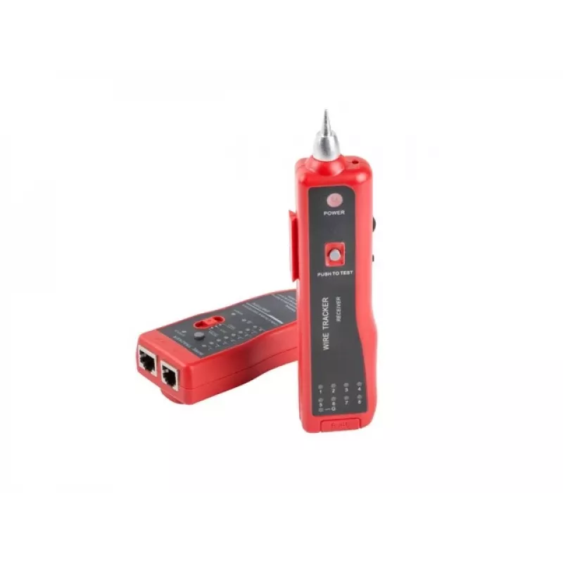 LANBERG võrgukaabli tester NT-0501 — RJ-11/RJ-12/RJ-45 tugi, maksimaalne pikkus 250 m, sisseehitatud aku, LED-indikaatorid, must