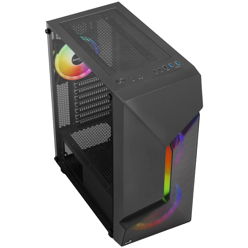 Aerocool Scape-G-BK-v2 Midi-Tower, Tempered Glass, FRGB - must