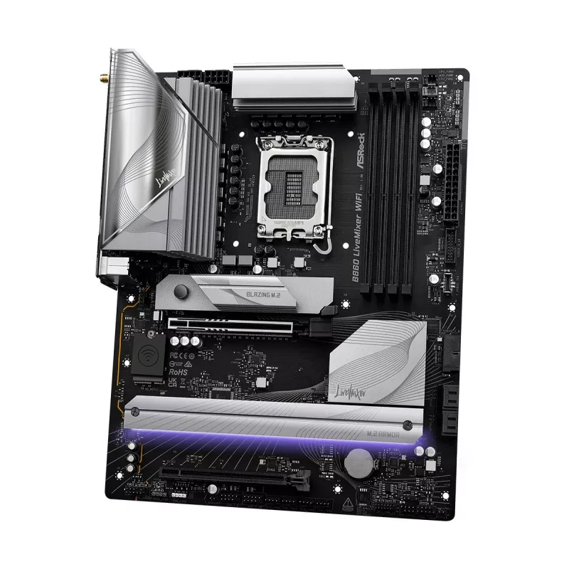 Emaplaat ASRock B860 LiveMixer WiFi — Intel B860, LGA 1851, ATX, DDR5, 4 DIMM, Wi‑Fi 6E, 2.5Gb LAN