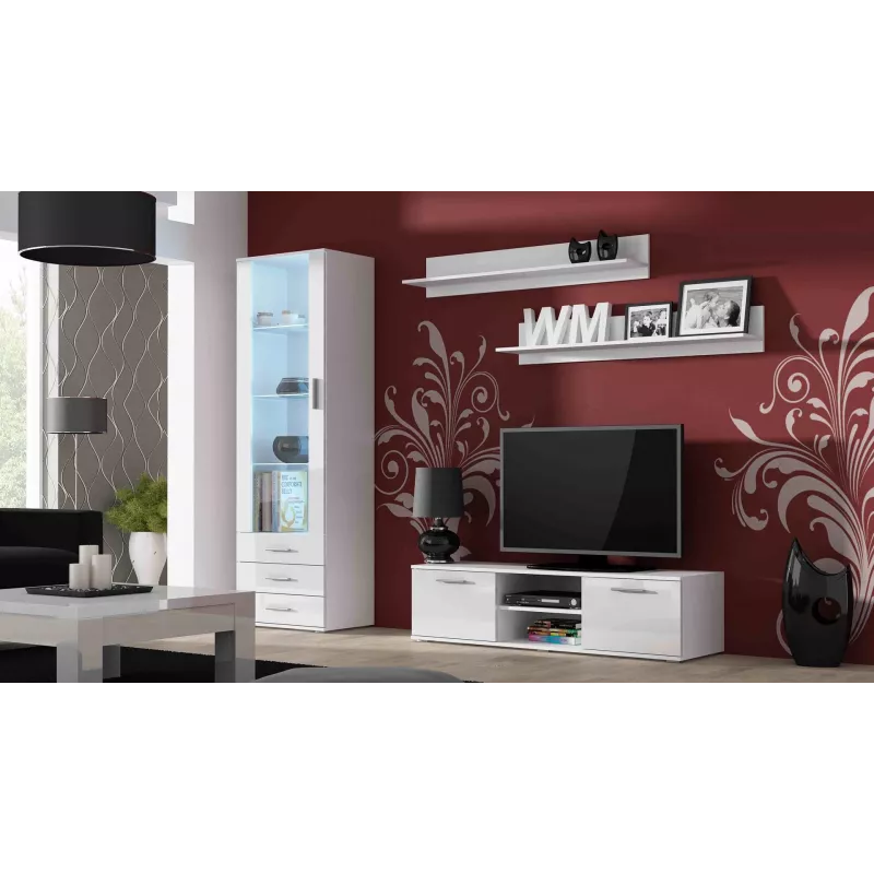Cama TV-alus SOHO 140 valge/valge läikiv