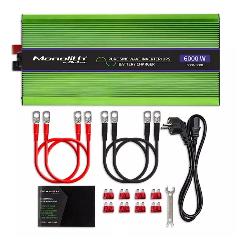 Autoinverter Qoltec Monolith 6000 W roheline 12 V
