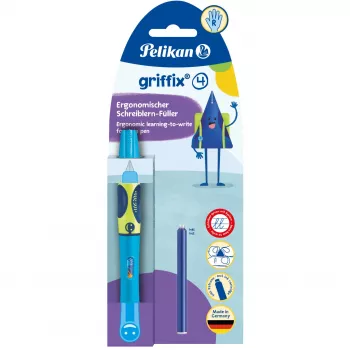 Pelikan griffix® täitesulepea paremakäelistele - Neon Fresh Blue - Sinine - Padrunitäitesüsteem - Sinine - Plastik - Roostevaba teras - Paremakäeline (820363)