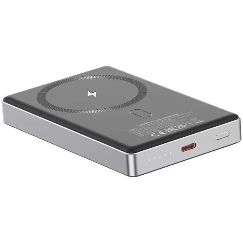 Canyon OnCharge 510 - Powerbank - 10.000 mAh - USB-C sisend - USB-C PD 20W väljund + juhtmevaba magnetlaadimine