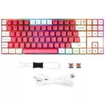 Mehaaniline mänguriklaviatuur GAMIAC TKL90G Kailh Red lülititega, tenkeyless, valge/punane