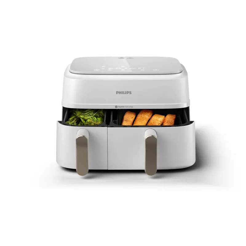 Philips 3000 seeria NA353/10 fritüür Topelt 9 L Eraldiseisev 2750 W Kuumaõhufritüür Hõbedane, Valge