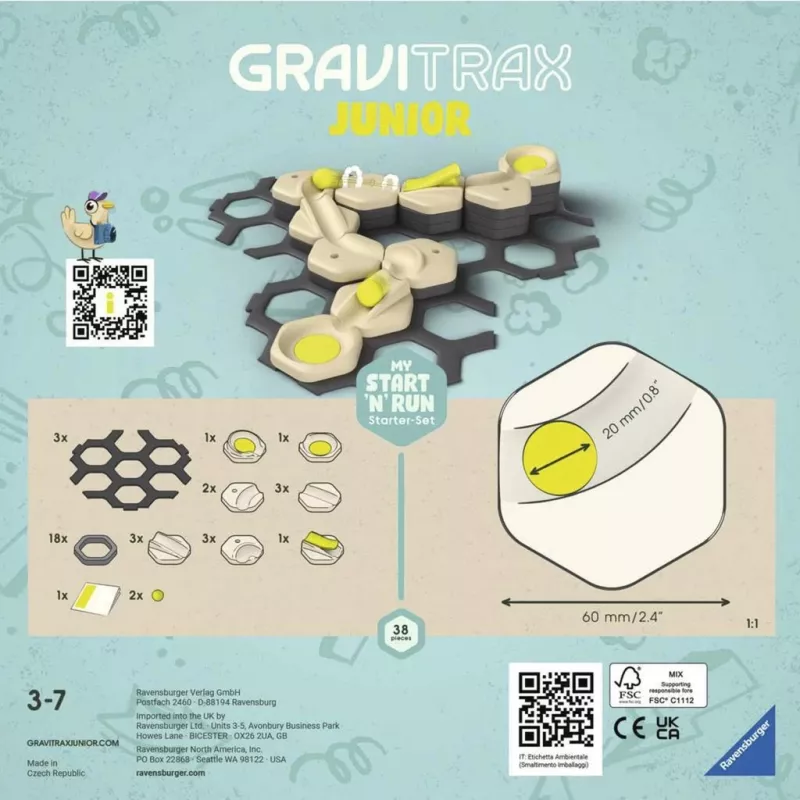 Ravensburger GraviTrax Junior Starter-Set S Start & Run kuulirajatee mänguasi (27531)