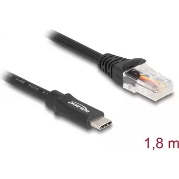 Adapter DeLOCK USB 2.0 USB-C isane - Serial RS-232 RJ45 isane 1,8 m must