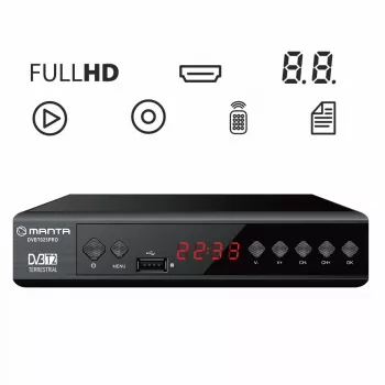 Digitaalne TV-vastuvõtja MANTA DVBT025PRO DVB-T2 Full HD tugi USB-salvestus