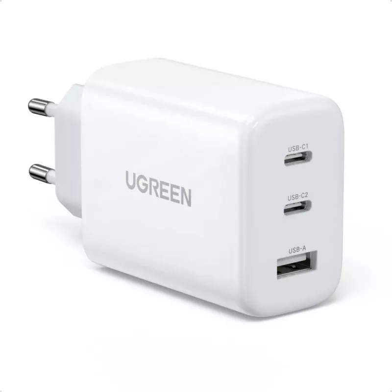 Seinalaadija UGREEN CD275 2× USB USB-C 65W valge — kahe USB-C 65W kiirlaadimine, 100–240 V sisend