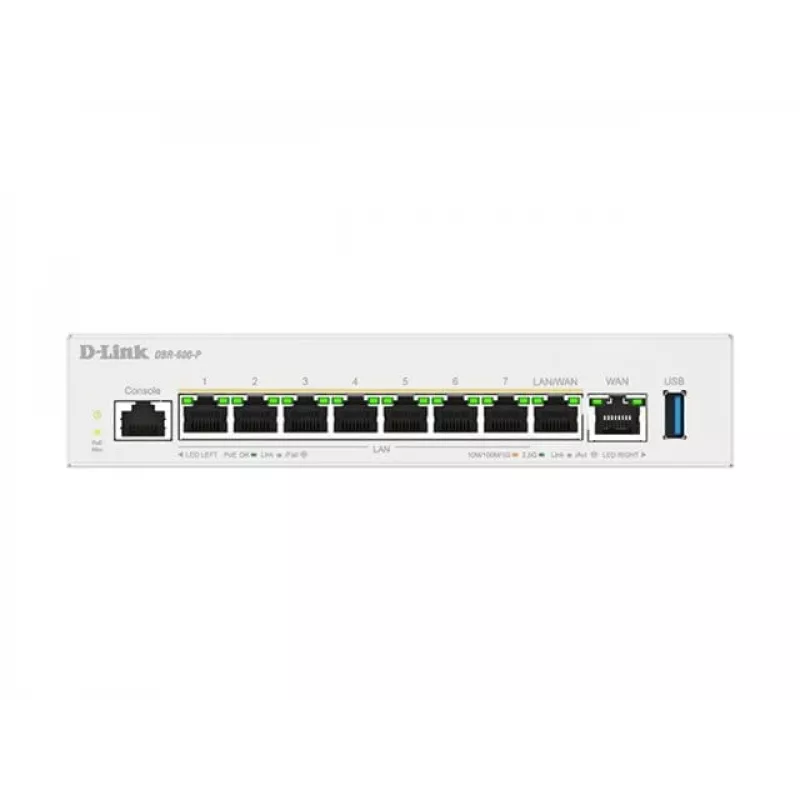 D-Link DBR-600-P/B äriklassi PoE ruuter, Ethernet WAN, 2.5 Gigabit Ethernet, valge