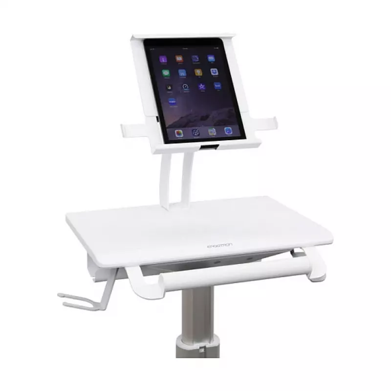 Ergotron tahvelarvuti käru, SV10 - käru tahvelarvutile / klaviatuurile - meditsiiniline - metall - valge, alumiinium - ekraani suurus: kuni 30,5 cm (kuni 12 tolli)