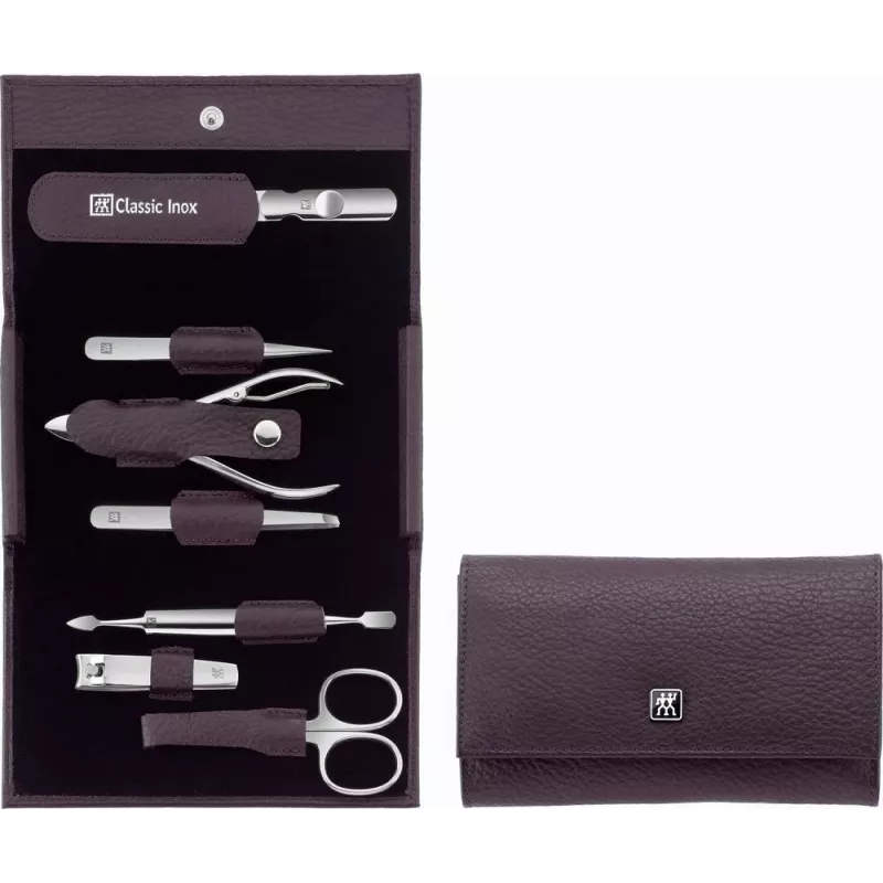 ZWILLING Classic roostevaba teras 97646-008-0 reisi-maniküürikomplekt, lilla ümbris, 7 osa