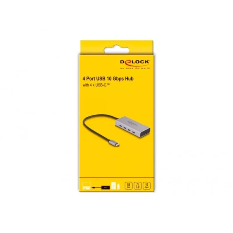 DeLOCK USB-jaotur 10 Gbps USB-C 4 porti PD 85W 30 cm kaabel