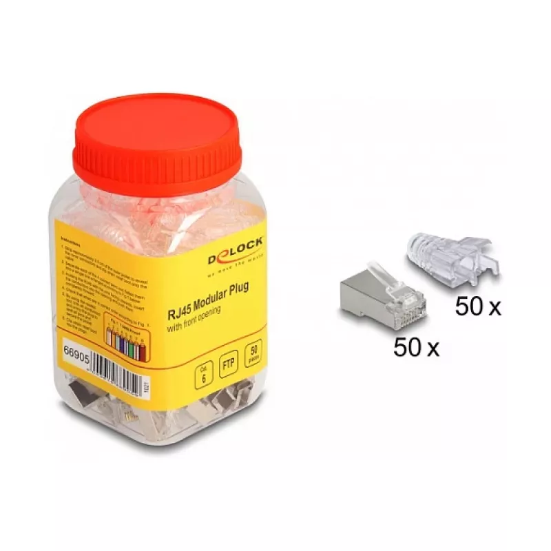 DeLOCK RJ45 modulaarpistik Cat.6 50 tk paindekaitsega