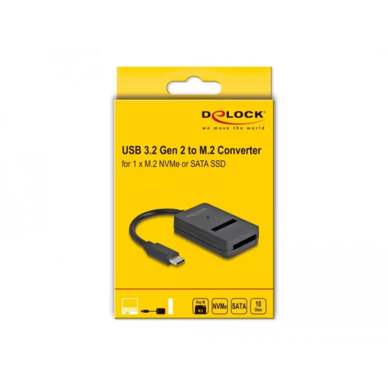 DeLOCK Combo muundur M.2 NVMe PCIe SATA SSD USB USB-C 10 Gbps
