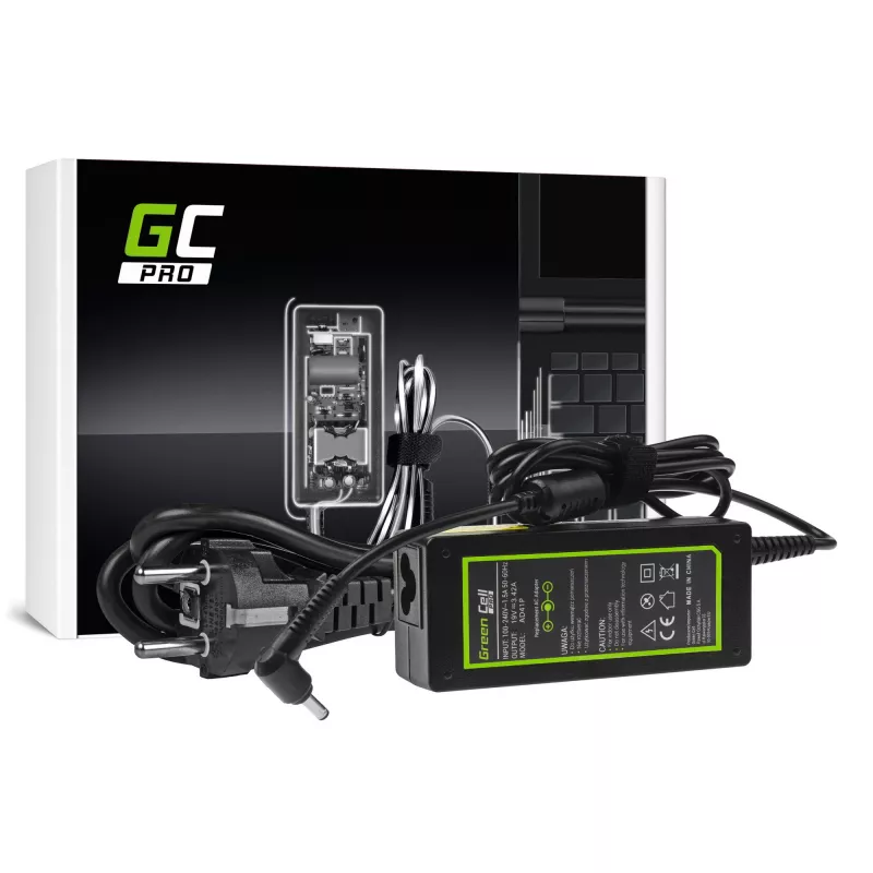 Toiteadapter Green Cell AD41P 65W ASUS sülearvutitele, 19V 3,42A, sisetingimustes, must