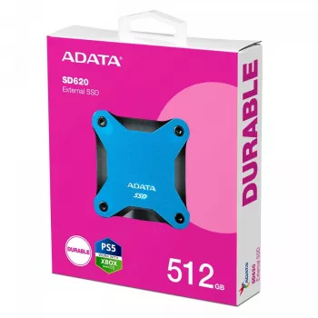 Väline SSD ADATA SD620 512 GB, USB 3.2 Gen 2 Micro-USB B, sinine, silikoonkest, põrutuskindel