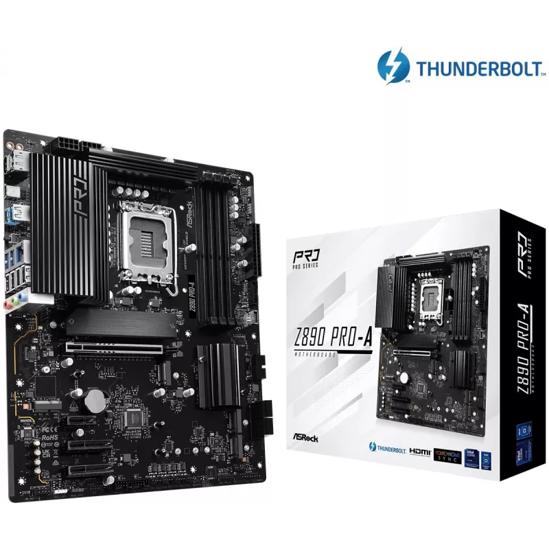 Emaplaat ASRock Z890 Pro-A ATX — Intel Z890 kiibistik, LGA 1851, DDR5, 4x DIMM, 256GB, 2.5Gb LAN, PCIe Gen5