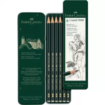 Grafiitpliiats Faber-Castell 9000 roheline Wood 6 tk