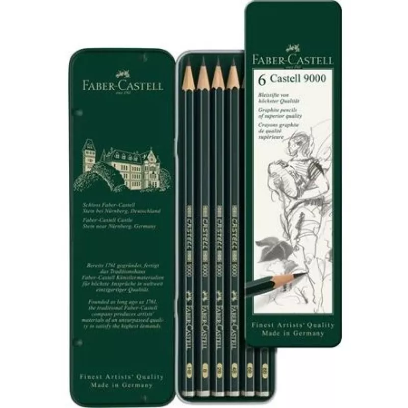 Grafiitpliiats Faber-Castell 9000 roheline Wood 6 tk