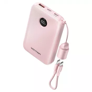Akupank Vention FKAP0-C 10000 mAh, 2× USB-C + 1× USB-A, 22,5 W, roosa
