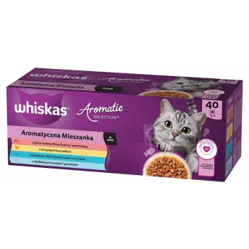 WHISKAS Aromatic selection Mix märg kassitoit — 40 x 85 g kotikest, täiskasvanud kassidele, 83,6% niiskust