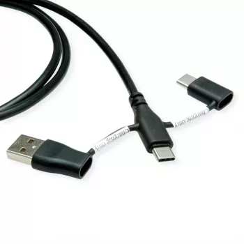 ROLINE USB 2.0 kaabel tüüp C ST/ST andmeblokeerimisadapteritega A ja C - Kaabel - Digitaalne/andmeedastus