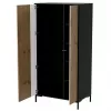 Cama v riidekapp, must raam, 4 riiulit, 900×550×1840 mm