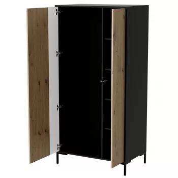 Cama v riidekapp, must raam, 4 riiulit, 900×550×1840 mm
