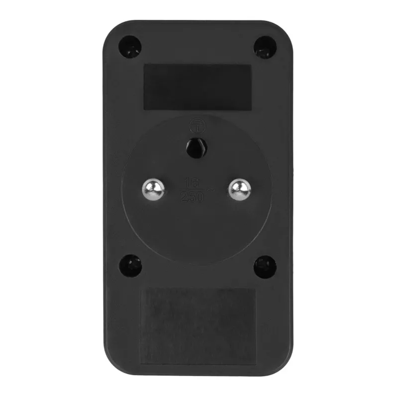 Toitejaotur MACLEAN MCE249 F/B — 2 vahelduvvoolupesa (16A + 6A) koos 2×USB-A ja 2×USB-C PD 20W, EL-pistik, must