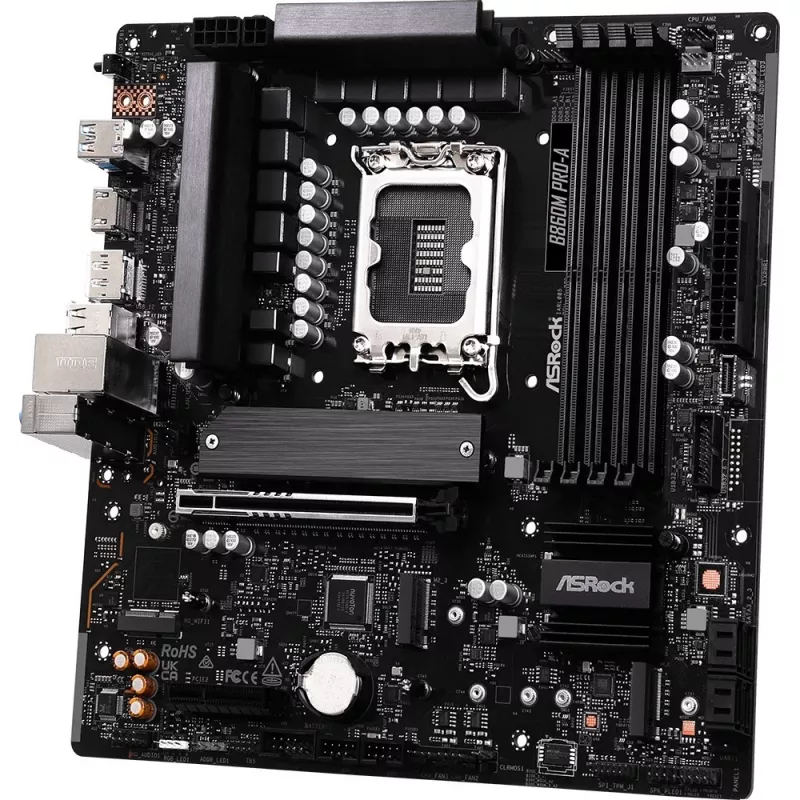 Emaplaat ASRock B860M Pro-A micro ATX — Intel B860, LGA 1851, DDR5, 4 DIMM, kuni 256 GB, 2.5Gb Ethernet
