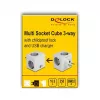 DeLOCK 11501 toitepistiku adapter tüüp F valge 3A USB-pordid