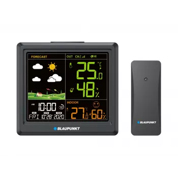 Ilmajaam BLAUPUNKT WS25BK — sise- ja välistemperatuuri ning -niiskuse monitor, must, 1 andur, LCD-ekraan