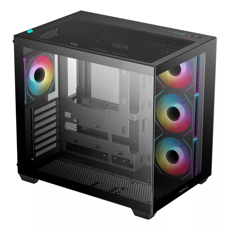 PC korpus DeepCool CG530 4F Midi Tower Must — karastatud klaas, ATX/ITX/Micro ATX, 3x120mm ventilaatorid, USB-C