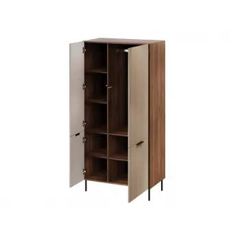 Riidekapp Cama Meble ALMERA Cama 5 90x52x185 cm, pähklipuust raam, kašmiirvärvi uksed, 6 riiulit