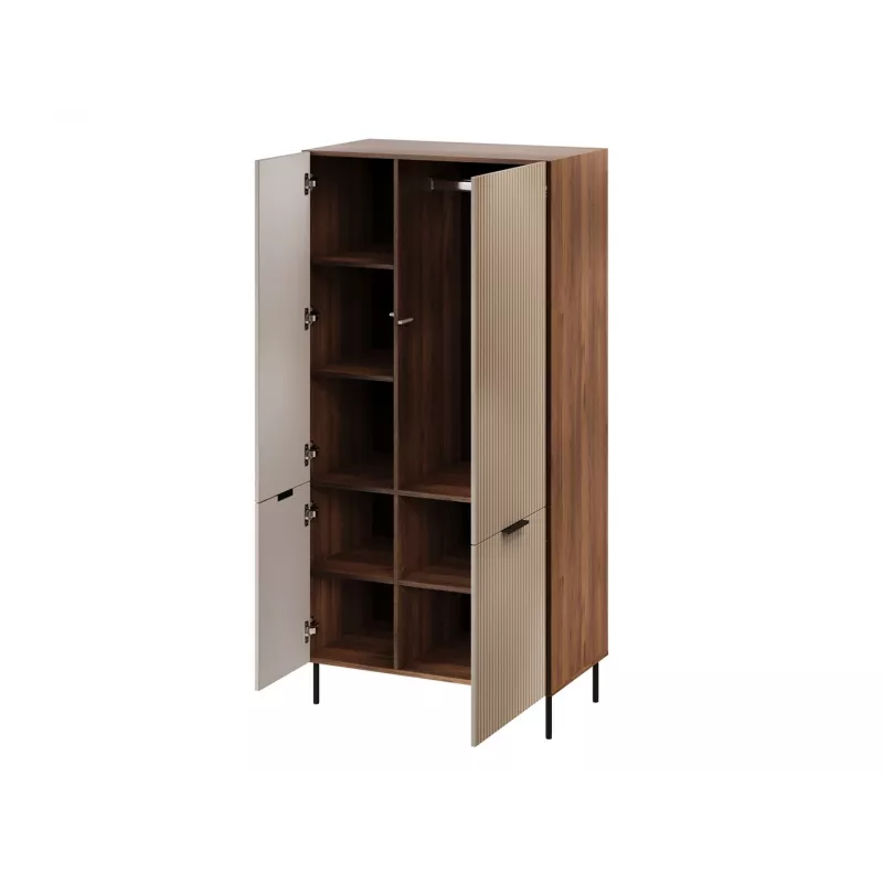 Riidekapp Cama Meble ALMERA Cama 5 90x52x185 cm, pähklipuust raam, kašmiirvärvi uksed, 6 riiulit