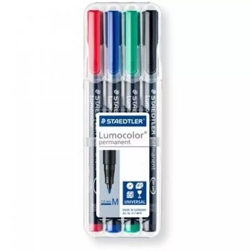 Püsimarker Staedtler Lumocolor 317 WP4 Must Sinine Roheline Punane