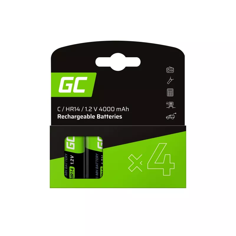 4x Ni-MH aku HR14 - Taaslaetav - 1,2V - 4000mAh