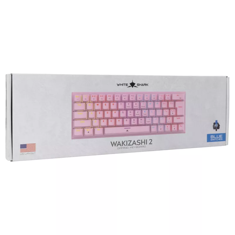Mehaaniline mänguriklaviatuur White Shark Wakizashi GK-002421V2 Roosa US-Blue paigutus